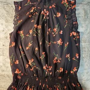 J Crew Black and Red floral sleeveless blouse size 00